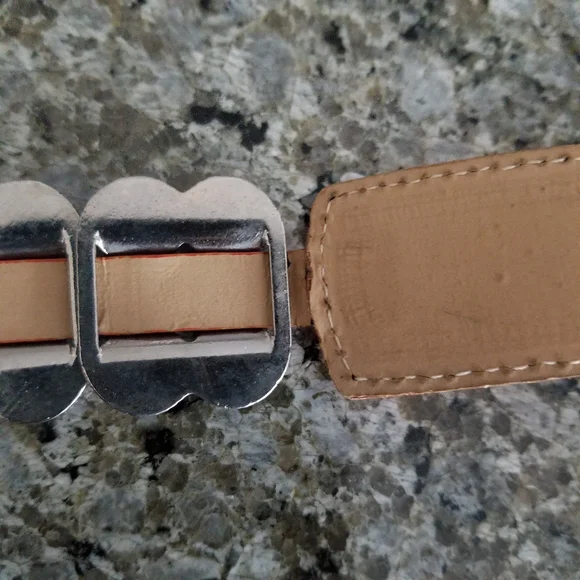 Vintage Rare Berge Orange Genuine Italian Leather And Metal Belt